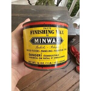 Vintage Tin Can Minwax Paste Finishing Wax 1 lb Clear/Yellow Gloss Wood Wax NEW!